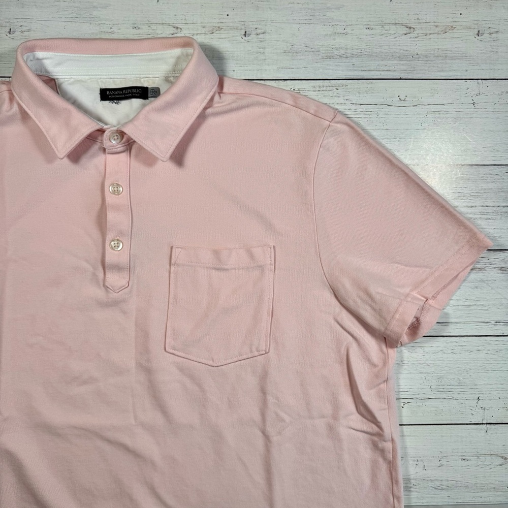 Banana Republic - Performance Pique Polo - Light Pink - Men's X-Large
